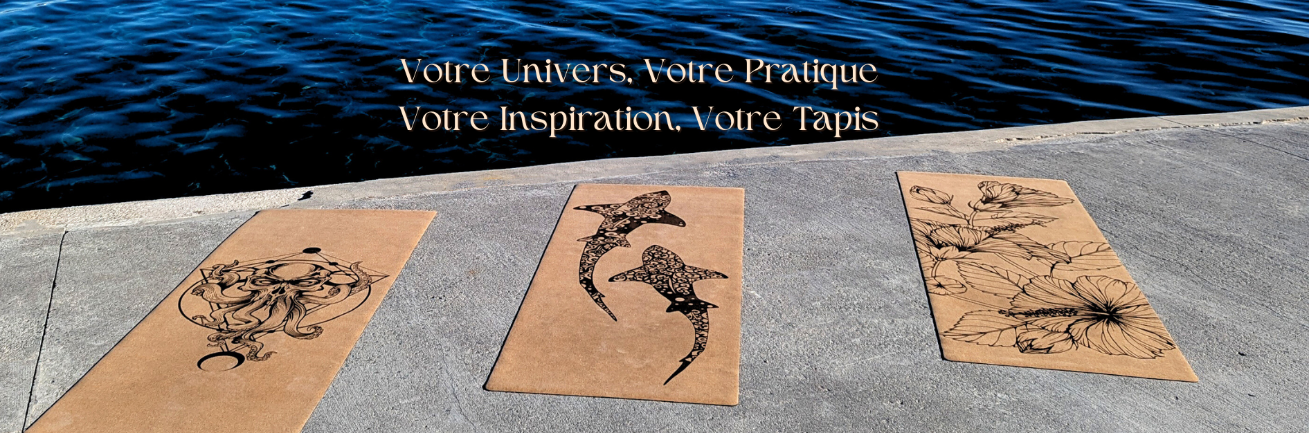 Les tapis en liège ZenMotion avec The Sailors' Devil, Summer Flowers et Koru Sharks. The Sailors' Devil, inspiré par Davy Jones et les runes lunaires, incarne force intérieure et transformation. Summer Flowers, orné de fleurs d'hibiscus, célèbre beauté, féminité et renouveau. Koru Sharks, inspiré par l'art maori, symbolise croissance, protection et sagesse ancestrale. Ces tapis écologiques et élégants vous invitent à une pratique fluide et transformative. Tapis confortables à l'adhérence incomparable