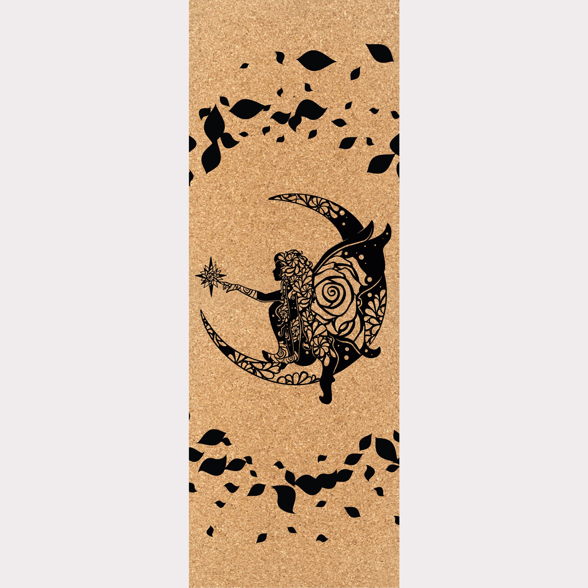 Design du tapis de yoga en liège Fairy Tale de ZenMotion. Orné de motifs mandalas et d’une rose cachée dans l’aile d’une fée. Ce design romanesque et poétique incarne la légèreté, la grâce et la magie des contes de fées, invitant à une pratique créative et imaginative. Le liège naturel offre une adhérence ultime et une surface douce, idéale pour le yoga restauratif ou le Pranayama. Éco-responsable et élégant, ce tapis transforme chaque séance en une expérience spirituelle,  dans la joie et l'intuition
